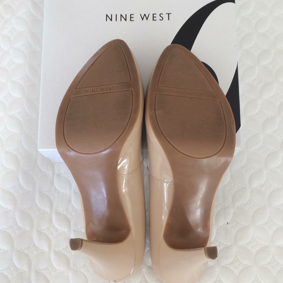 Rare Nine West Nude Patent Platform Pumps Sz 10M - Picture 5 of 8